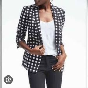 Banana Republic Black and White Gingham Blazer Size 8